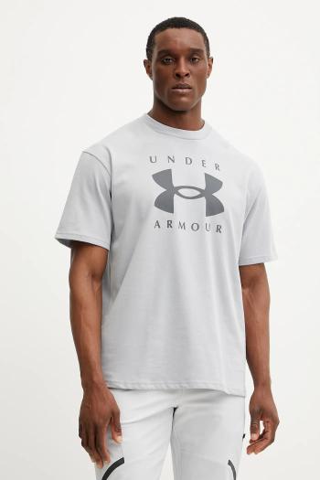 Tričko Under Armour HW Branded pánske, šedá farba, s potlačou, 1389146