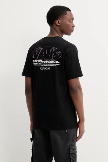 Bavlnené tričko Vans pánske, čierna farba, s potlačou, VN000M4CBLK1