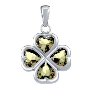 Silvego Strieborný prívesok štvorlístok svetlo zelenými Brilliance Zirconia JJJP0085PLG