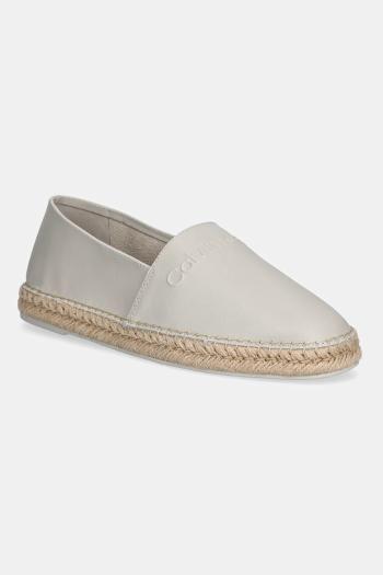 Kožené espadrilky Calvin Klein ESPADRILLE LTH čierna farba, HM0HM01882