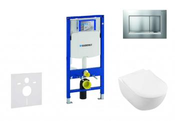 GEBERIT - Duofix Modul na závesné WC s tlačidlom Sigma30, matný chróm/chróm + Villeroy Boch - WC a doska, DirectFlush, SoftClose, CeramicPlus 111.300.00.5 NI7