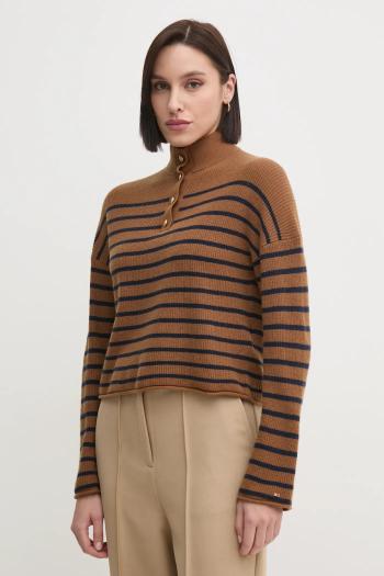 Vlnený sveter Tommy Hilfiger dámsky, béžová farba, WW0WW44981
