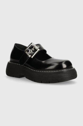 Kožené poltopánky MSGM dámske, čierna farba, na platforme, 3741MDS858 629