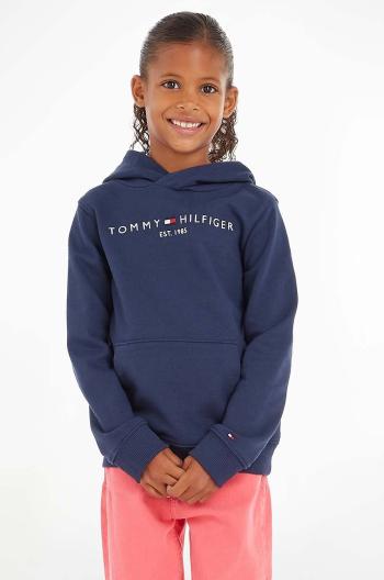 Detská bavlnená mikina Tommy Hilfiger tmavomodrá farba, s nášivkou, KS0KS00213