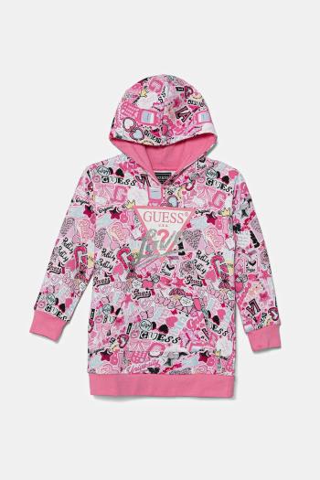 Dievčenské bavlnené šaty Guess ružová farba, mini, rovný strih, K5YK04 KA6R4