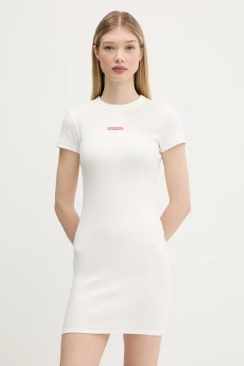 Šaty Tommy Jeans biela farba, mini, priliehavé, DW0DW21186