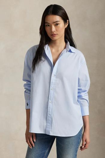 Bavlnená košeľa Polo Ralph Lauren Long Sleeve Light Shirt modrá farba, voľný strih, s klasickým golierom, 211968220