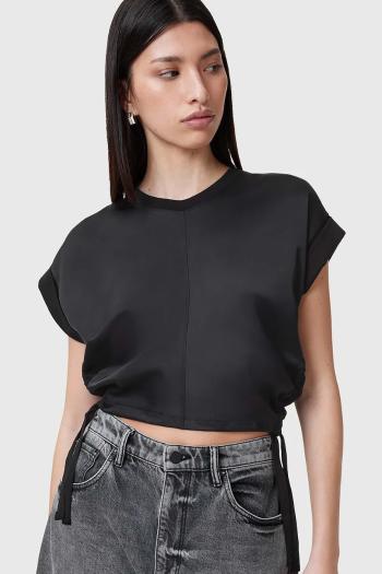 Blúzka AllSaints MIRA SATIN dámska, čierna farba, jednofarebná, W054JC