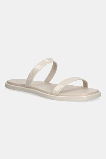 Šľapky Calvin Klein DOUBLE BAR SLIDE - JELLY béžová farba, HW0HW02417
