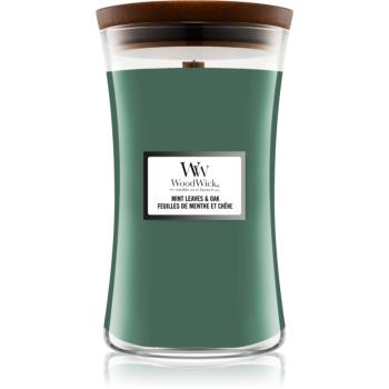 Woodwick Mint Leaves & Oak vonná sviečka s dreveným knotom 609,5 g