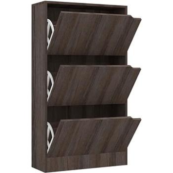 Skrinka na topánky s 3 dvierkami sivý dub sonoma 59 x 24 x 105 cm drevotrieska, 338128