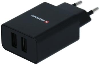 Töltő adapter Swissten SMART IC 2.1A töltőfej + 1,2m Lightning MFi kábel - fekete