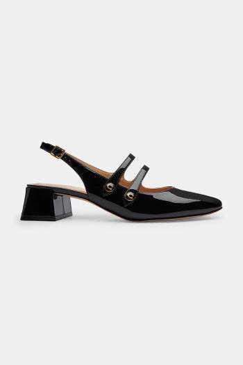 Kožené lodičky Coach Winley Slingback Mary Jane čierna farba, na podpätku, s otvorenou pätou, CAS42