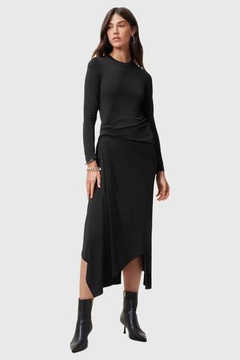 Šaty AllSaints RIVI čierna farba, midi, priliehavé, W007DC