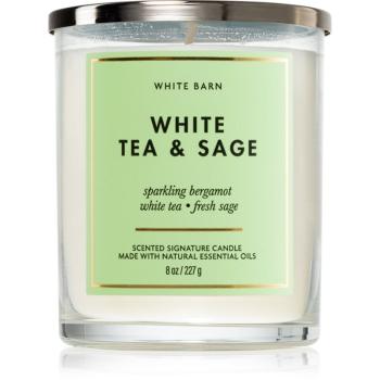 Bath & Body Works White Tea & Sage vonná sviečka 227 g
