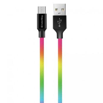 COLORWAY CABLE USB - MICROUSB 2.4A 1M MULTICOLOR (CW-CBUM017-MC)