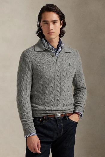 Vlnený sveter Polo Ralph Lauren šedá farba, ľahký, 710974165