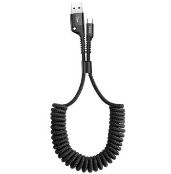 Adatkábel Baseus Fish Eye rugós töltő/adatkábel USB / USB-C, 2 A, 1 m, fekete