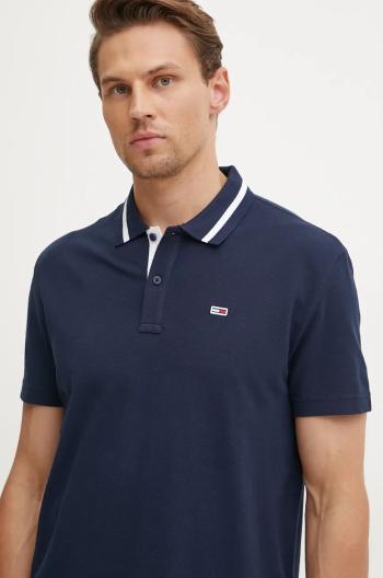 Bavlnené polo tričko Tommy Jeans tmavomodrá farba, jednofarebné, DM0DM20443