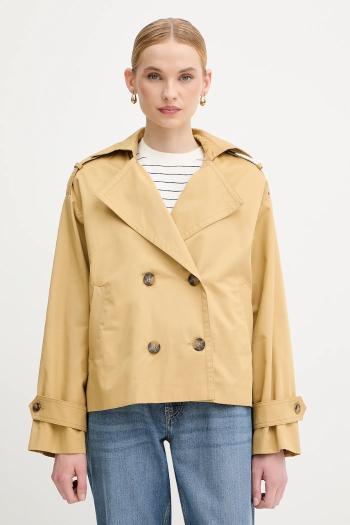 Bavlnená bunda Sisley zelená farba, prechodná, oversize, 227YLN05Q