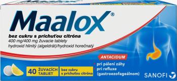 MAALOX bez cukru citrón žuvacích 40 tabliet