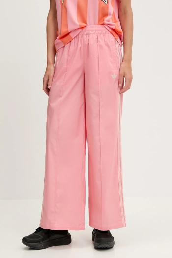 Nohavice adidas Originals Wideleg Pant ružová farba, rovný strih, vysoký pás, KC0676