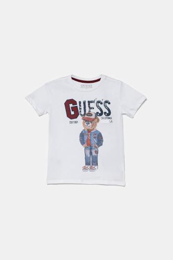 Detské bavlnené tričko Guess biela farba, vzorované, N5YI22 K8HM4