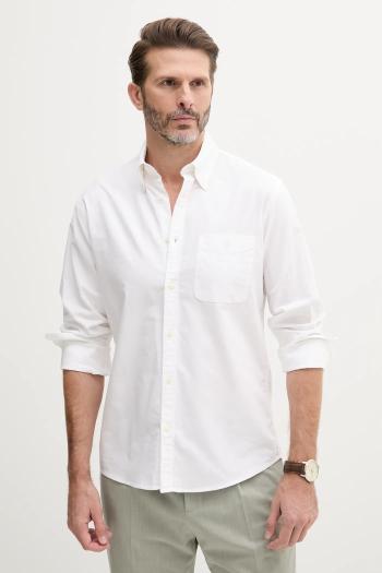Bavlnená košeľa United Colors of Benetton biela farba, regular, s golierom button-down, 5FGBUQ05X