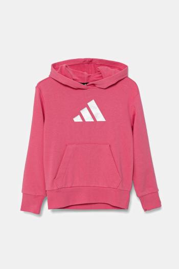 Detská mikina adidas ružová farba, s kapucňou, s potlačou, JV5266