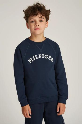 Detská bavlnená mikina Tommy Hilfiger tmavomodrá farba, s potlačou, KS0KS00626