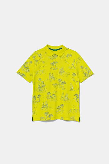 Detská bavlnená polokošeľa United Colors of Benetton zelená farba, vzorovaná, 36Y4C301W