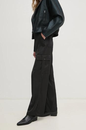 Nohavice Dkny dámske, čierna farba, rovné, vysoký pás, DJ4P3011