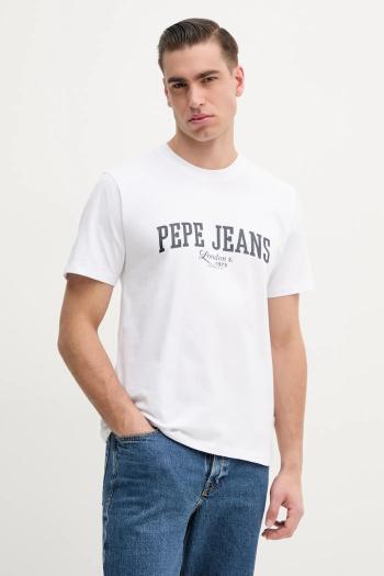 Tričko Pepe Jeans DERRIL TEE pánske, biela farba, s potlačou, PM509766