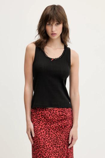 Bavlnený top Tommy Jeans čierna farba, DW0DW20619
