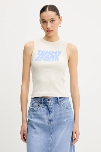Top Tommy Jeans béžová farba, DW0DW21339