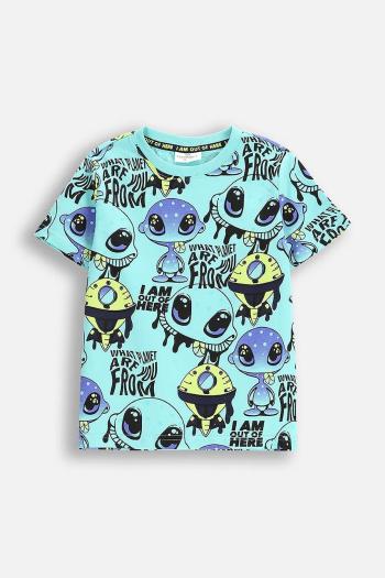 Tričko Coccodrillo tyrkysová farba, s potlačou, COSMIC RAVE BOY KIDS