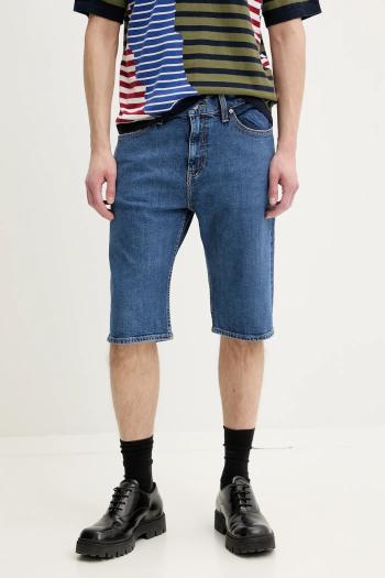 Rifľové krátke nohavice Tommy Jeans pánske, tmavomodrá farba, DM0DM21851
