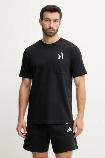 Bavlnené tričko adidas pánske, čierna farba, s nášivkou, JC5283