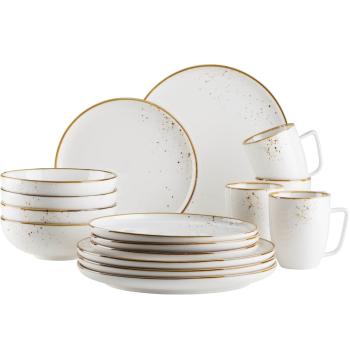 Mäser 16 piese set veselă Pintar Alb maro puncte, maro