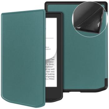 LEATHER Zaklápací kryt pre PocketBook 619 Verse Lite zelený