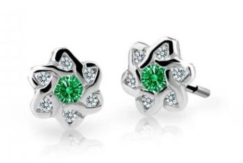 Cutie Jewellery Detské náušnice z bieleho zlata C2149-30-X-2 zelená