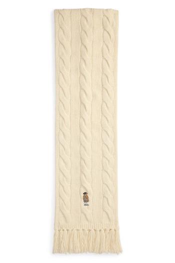 Vlnený šál Polo Ralph Lauren béžová farba, s nášivkou, 455981434