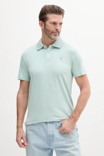 Polo tričko Guess NOLAN pánske, tyrkysová farba, jednofarebné, M5GP66 J1314