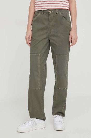 Nohavice Pepe Jeans Betsy dámske, zelená farba, rovné, stredne vysoký pás, PL211692