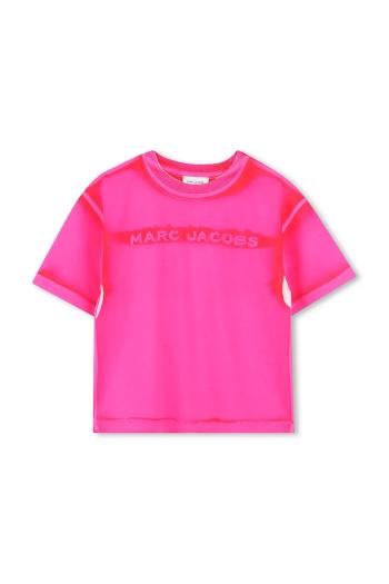 Detské bavlnené tričko Marc Jacobs ružová farba, s nášivkou, W60446