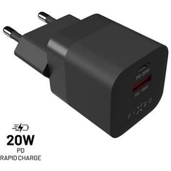 FIXED PD Rapid Charge Mini s USB-C a USB výstupem podpora PD a QC 3.0 20W černý (FIXC20M-CU-BK)