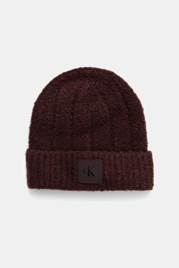 Vlnená čiapka Calvin Klein hnedá farba, LV04D8065G