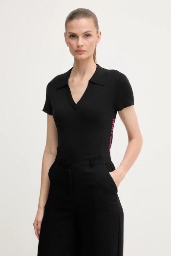 Polo tričko Dkny dámske, čierna farba, DJ4R0188
