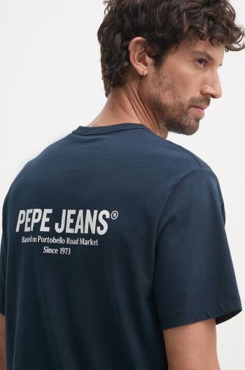 Bavlnené tričko Pepe Jeans SAM TEE pánske, tmavomodrá farba, s potlačou, PM509433