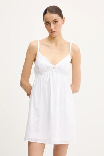 Bavlnené šaty Hollister Co. biela farba, mini, áčkový strih, KI359-5065
